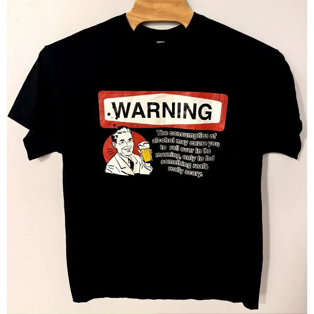 WARNING YOU MAY REGRET DRINKING BOOZE ALCOHOL BEER IN THE MORNING T-SHIRT XL - Picture 2 of 7